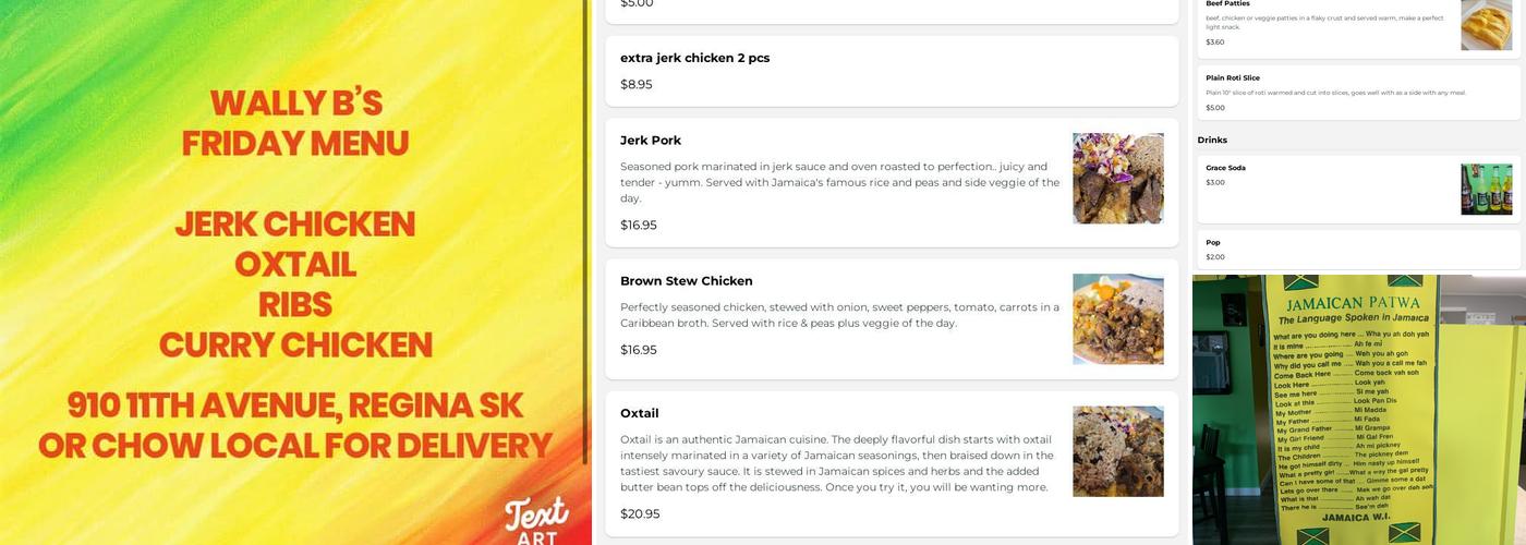 Wally B's Jamaican Jerk Restaurant Menu