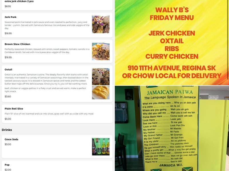 Wally B's Jamaican Jerk Restaurant Menu