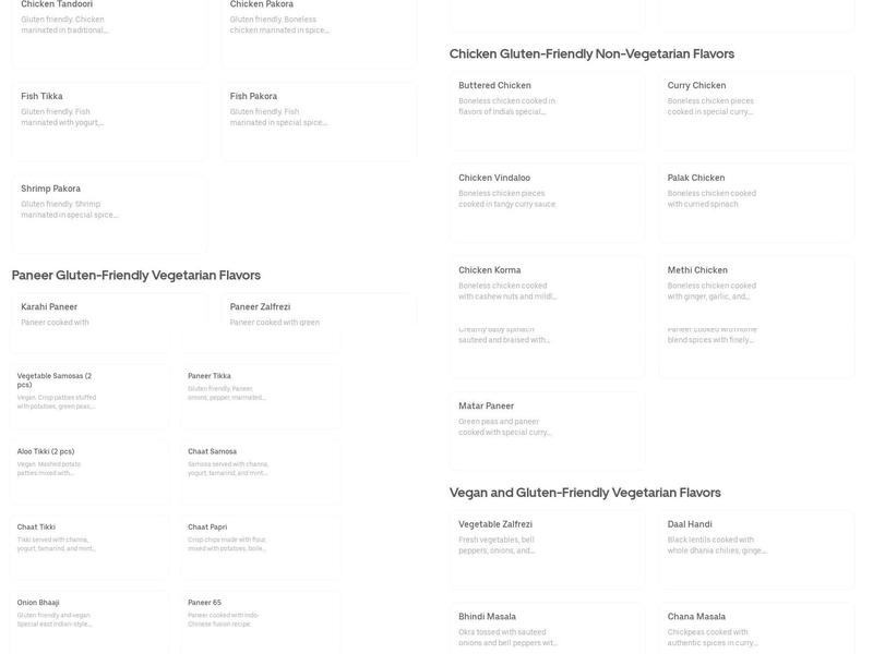 Amritsari Dishes Menu