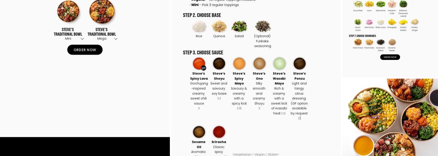 Steve's Poké Bar Menu