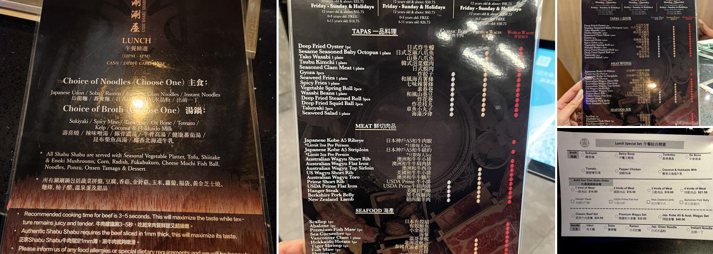 Ushi Shabu Shabu Menu