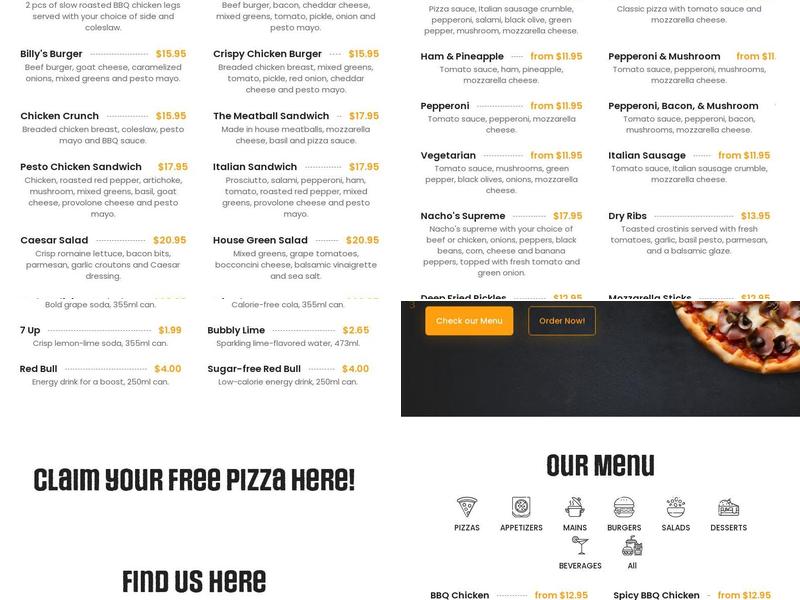 True Pizza Menu
