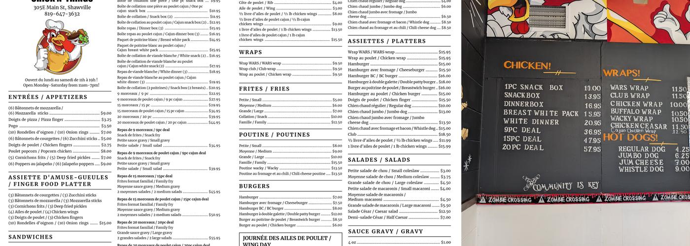 Chick N Things Menu