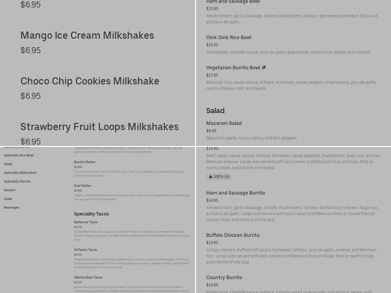 Amigo Taco And Burrito Co. Menu