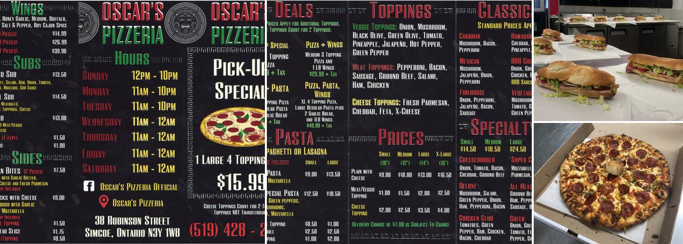 Oscar’s Pizzeria Menu