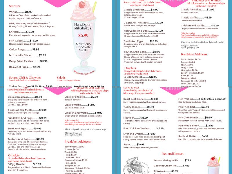 Pop’s Diner Menu