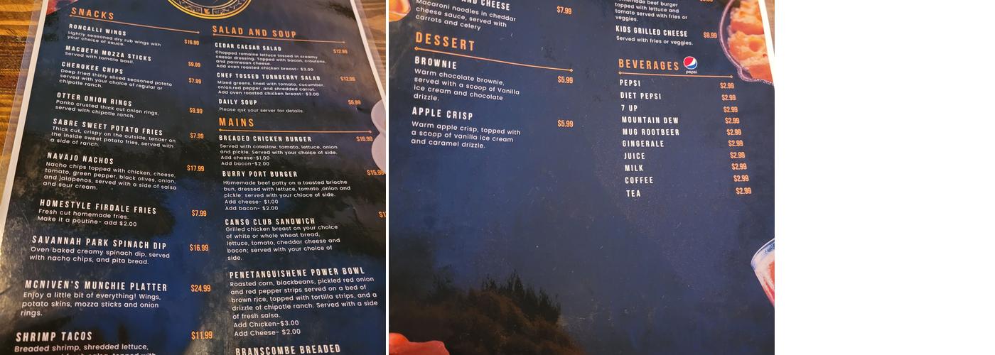 Mcniven's Pub & Eatery Menu