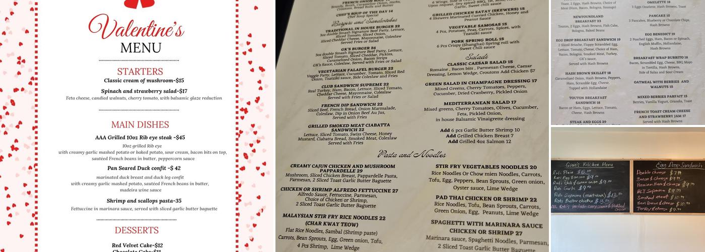 Gian's Kitchen Menu