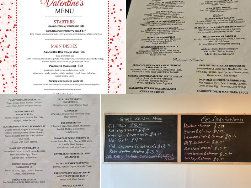Gian's Kitchen Menu