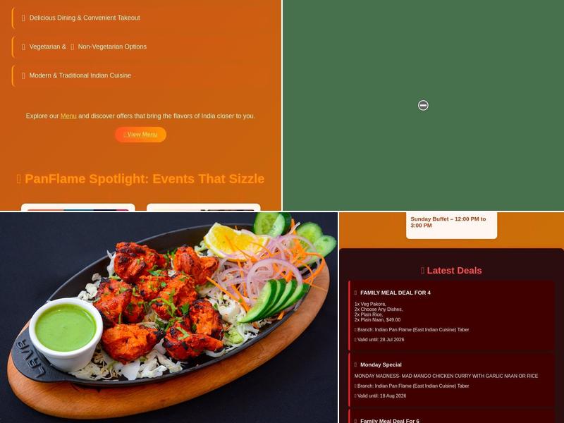 Indian Pan Flame Taber Menu