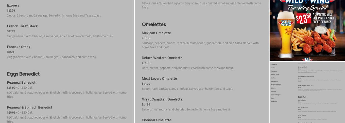 Wild Wing Menu