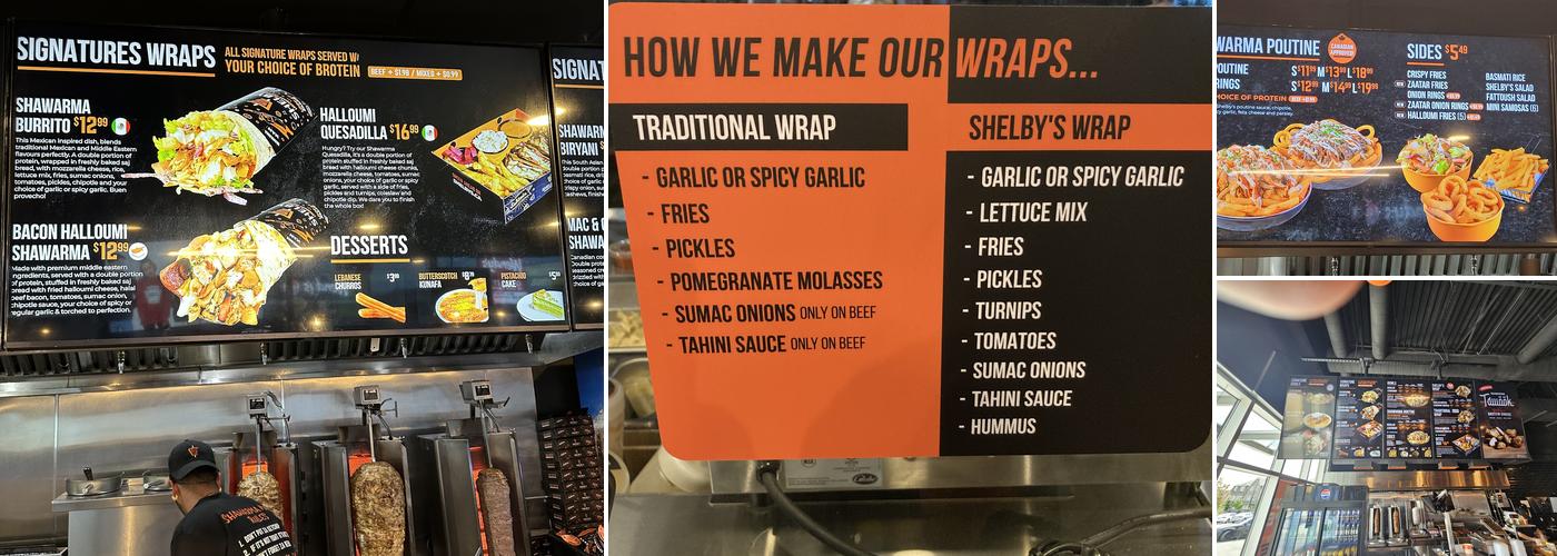 Shelby's Legendary Shawarma - Rexdale Menu
