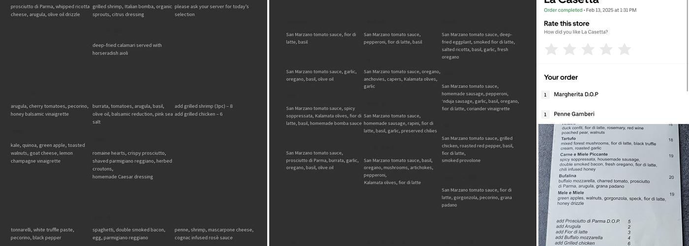 La Casetta Menu