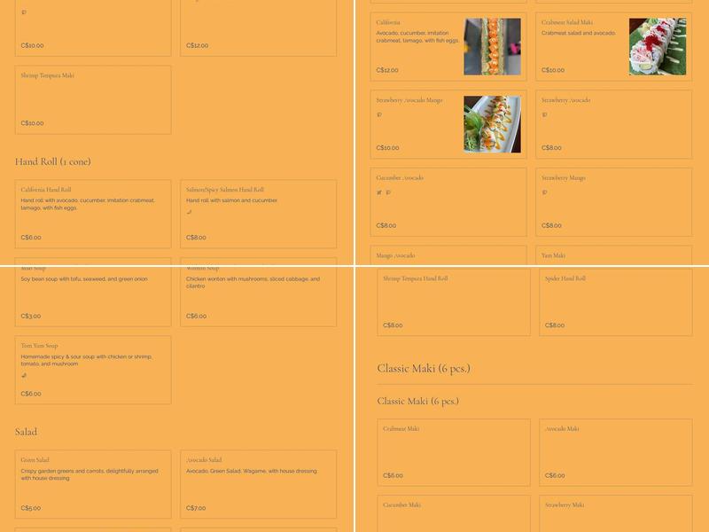 Hajime Japanese restaurant Menu