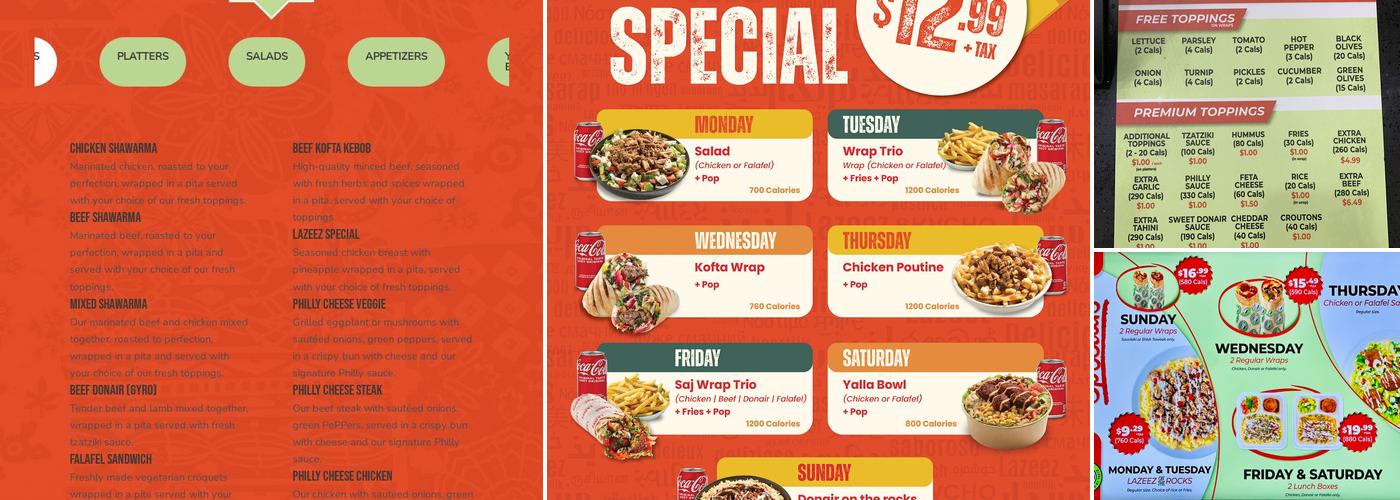 Lazeez Shawarma Menu