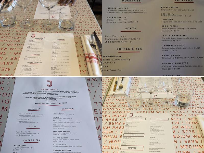 J's Steak Frites Menu
