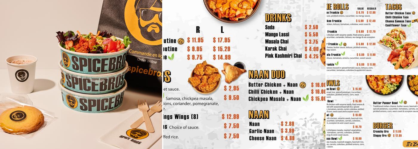 Spicebros Vaudreuil Menu