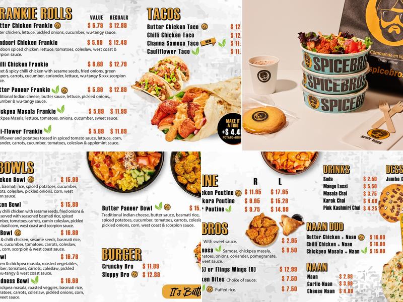 Spicebros Vaudreuil Menu