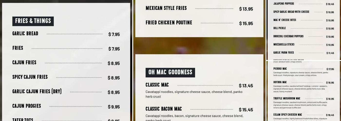 Mac N' Wings Menu