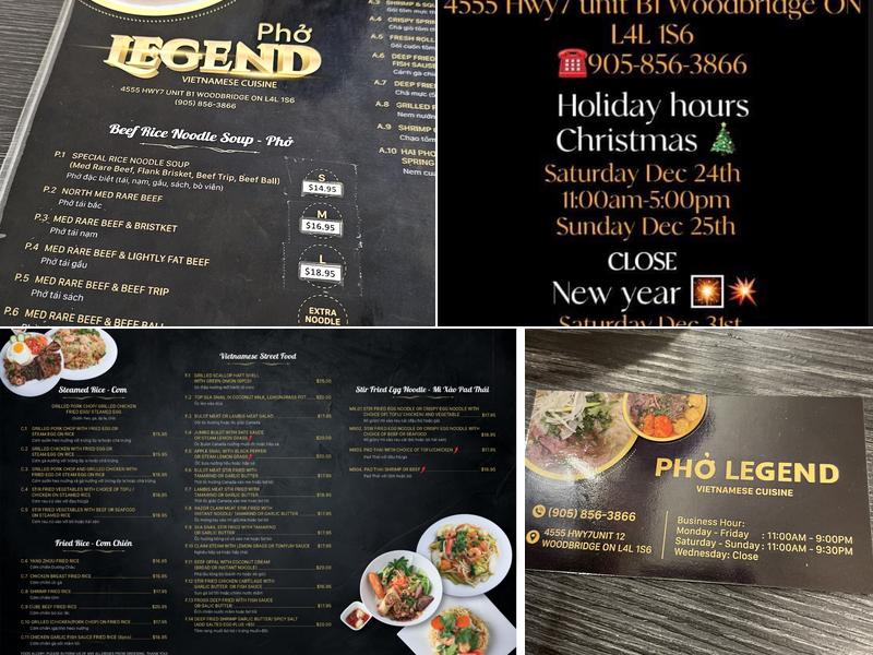 Pho Legend Menu