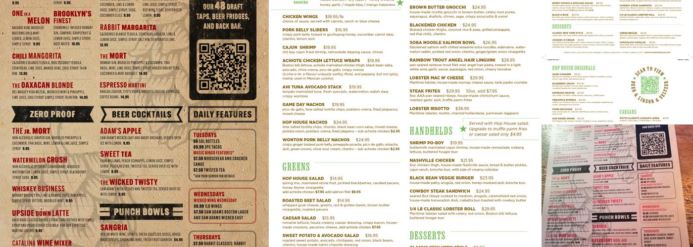 Hop House Menu