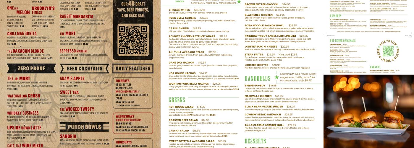 Hop House Menu