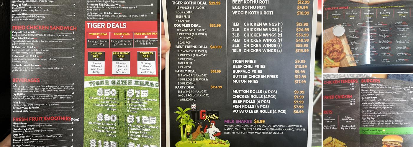 TIGER WINGZ Menu