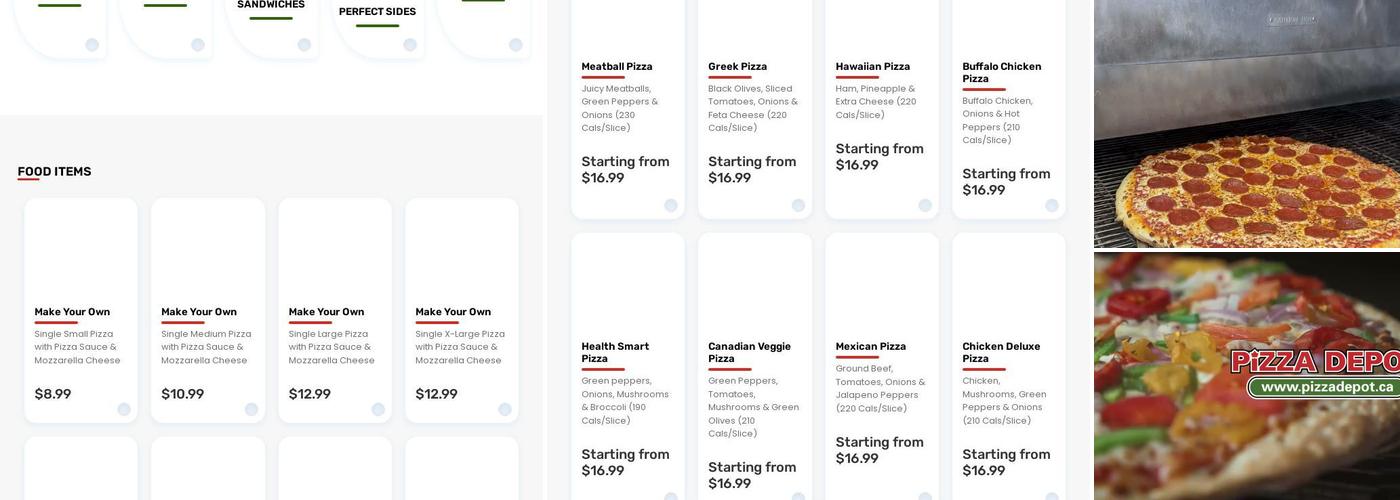 Pizza Depot Whitby Menu