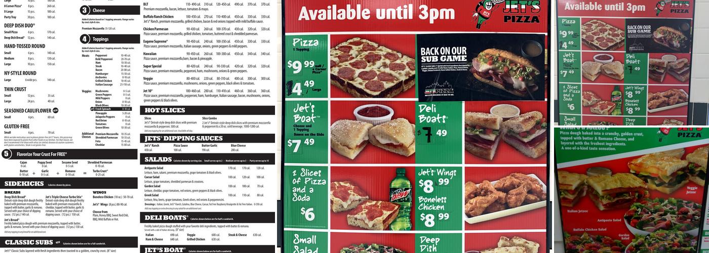 Jet's Pizza Menu