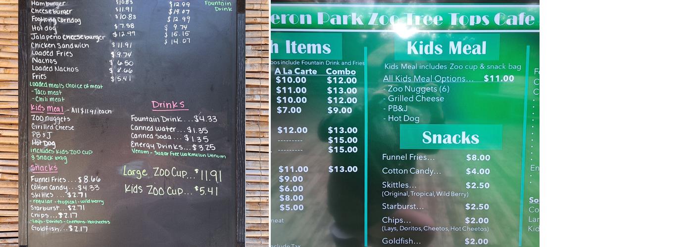 Tree Tops Café Menu