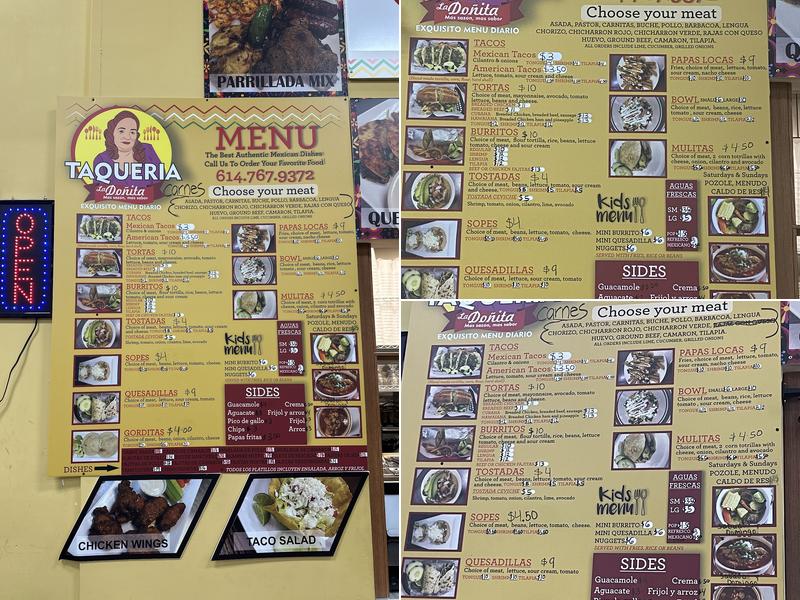 Taqueria La Donita Menu