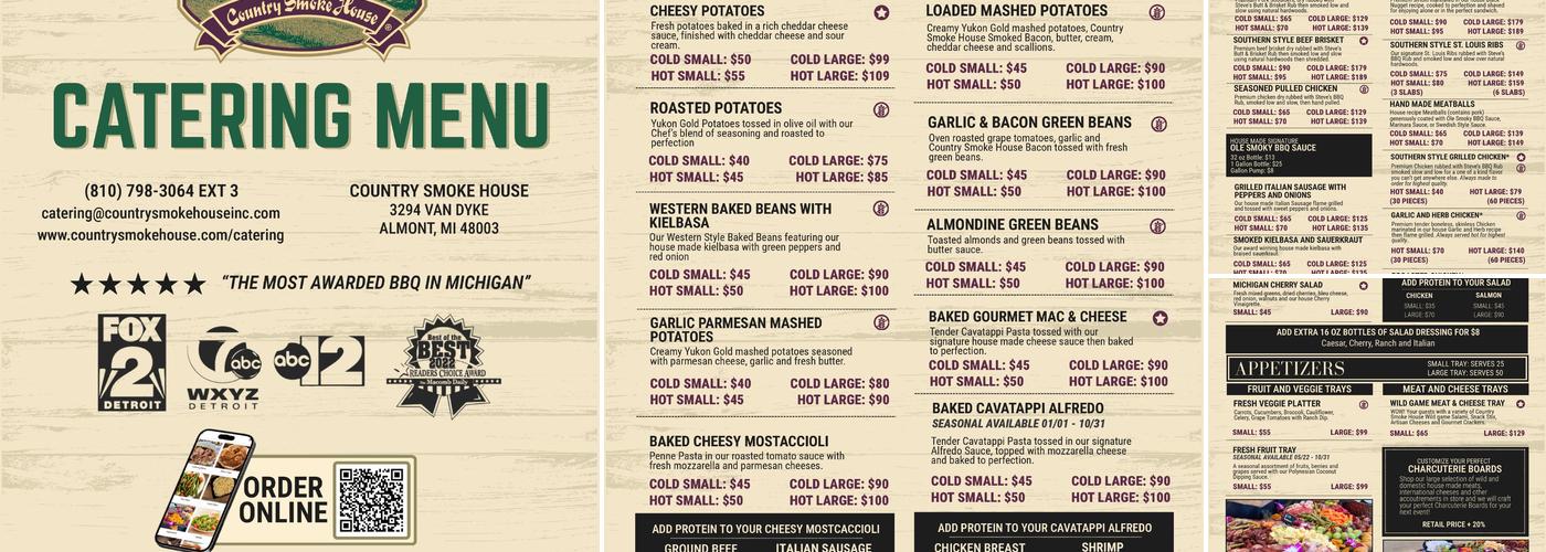 Weekend BBQ Cabin and Booze Barn Menu