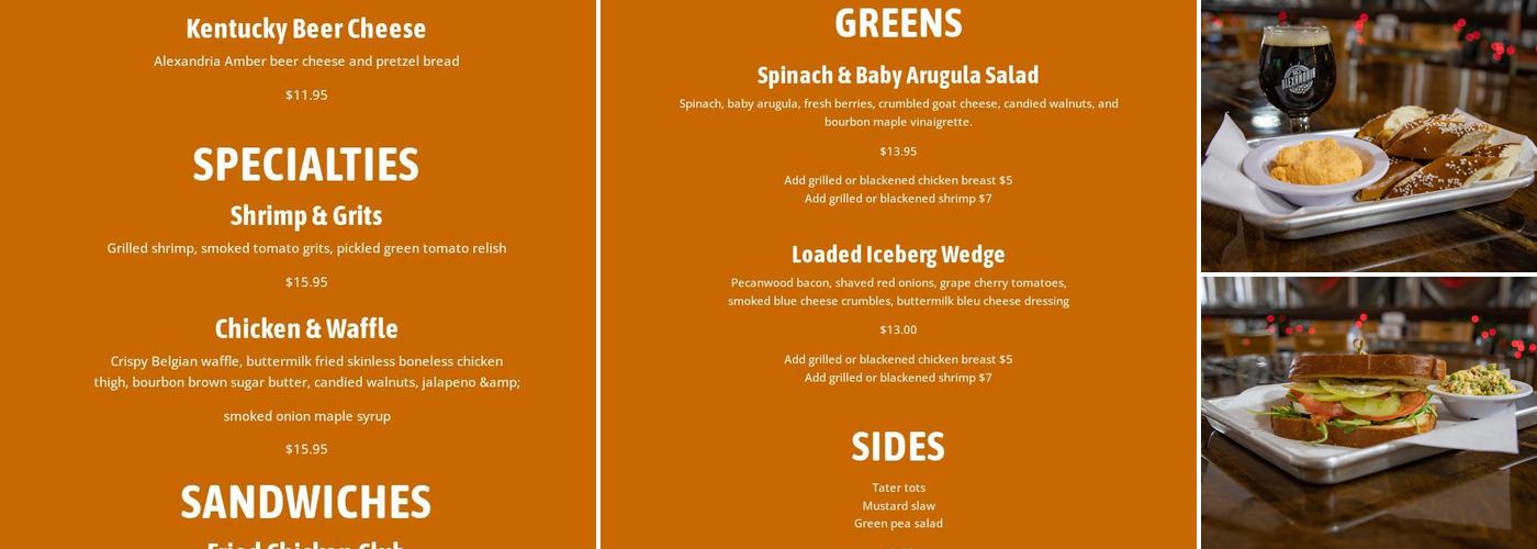 Bender's Pub Grub Menu