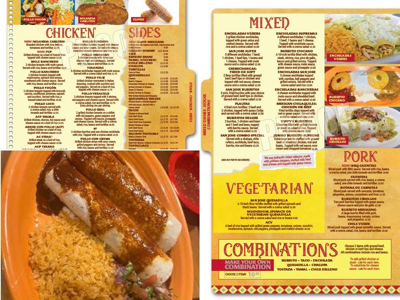 San Jose Mexican Restaurant Menu
