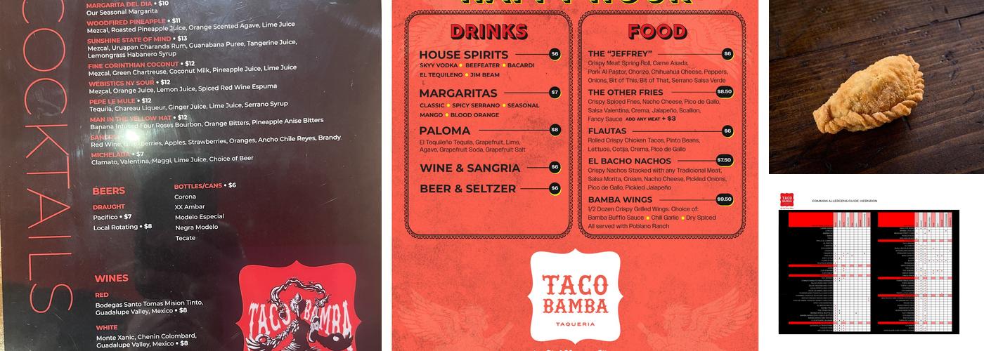 Taco Bamba Menu