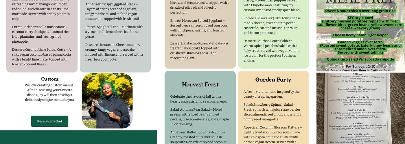 Joy’s Green Kitchen Menu