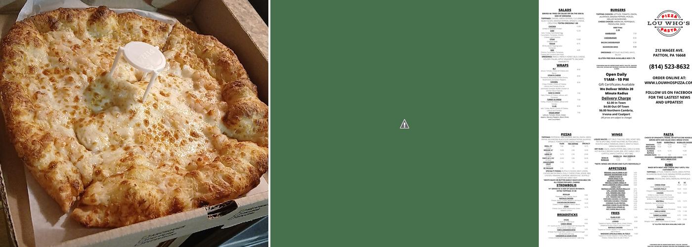 Lou Who's Pizza & Pasta Menu