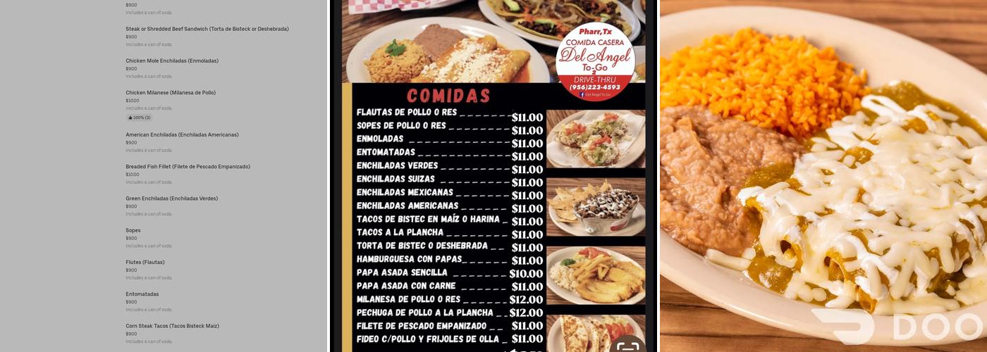 Comida Casera Del Angel ToGo Menu