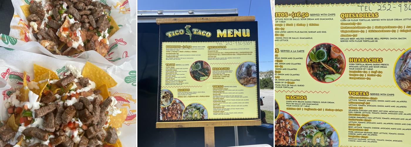 Tico taco Menu