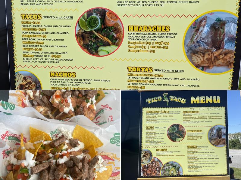 Tico taco Menu