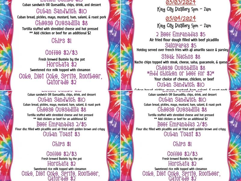 Los Pollitos Locos Menu