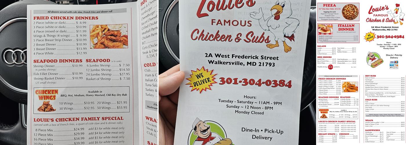 Louie’s Famous Fried Chicken Menu