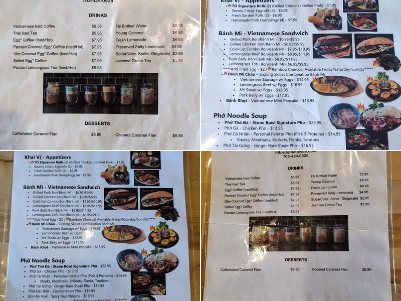 Pho Towda Menu
