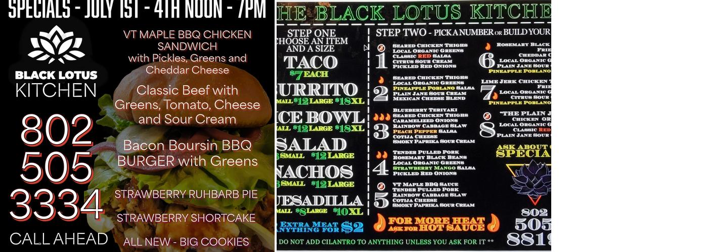 Black Lotus Kitchen Menu