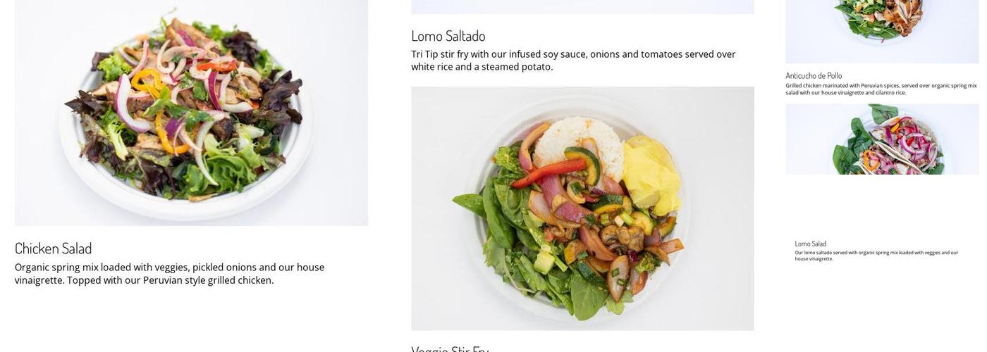 Peruvian Point Menu