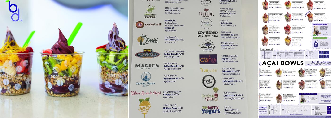 Berry Divine Acai Bowls Menu