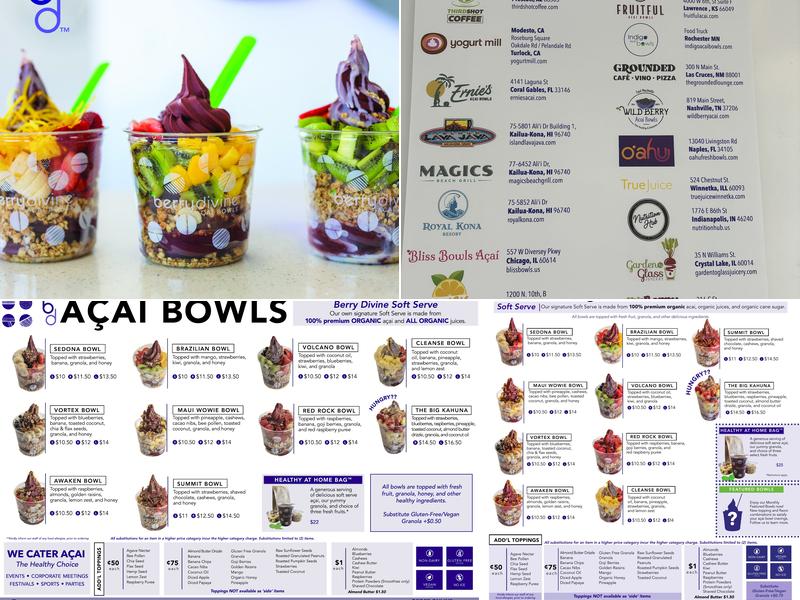 Berry Divine Acai Bowls Menu