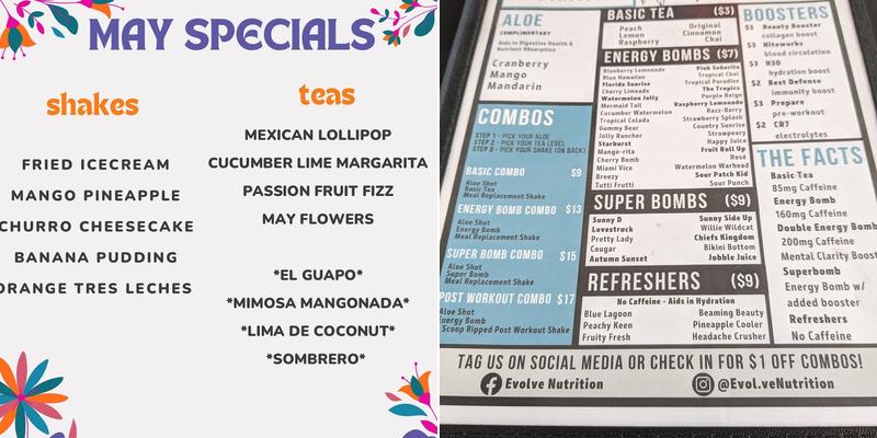 Evolve Nutrition Menu