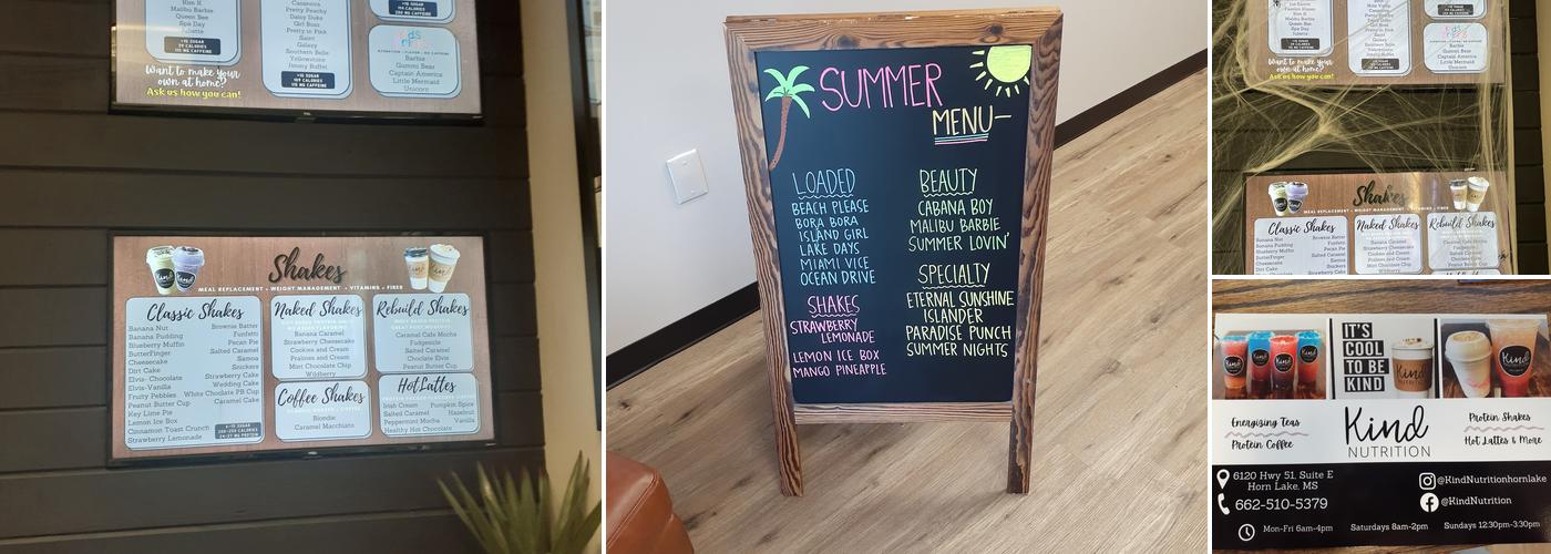 Kind Nutrition Menu