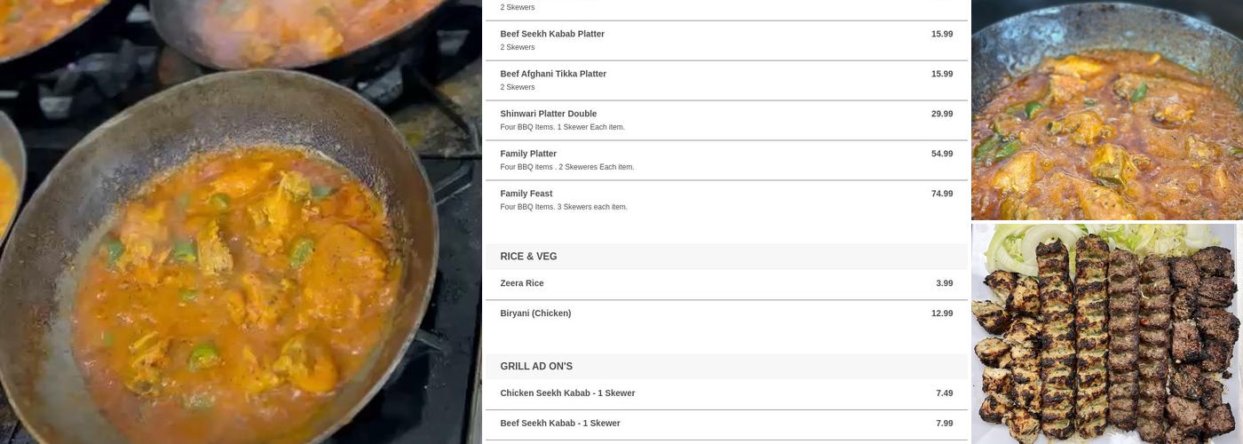 Shinwari Kitchen Menu